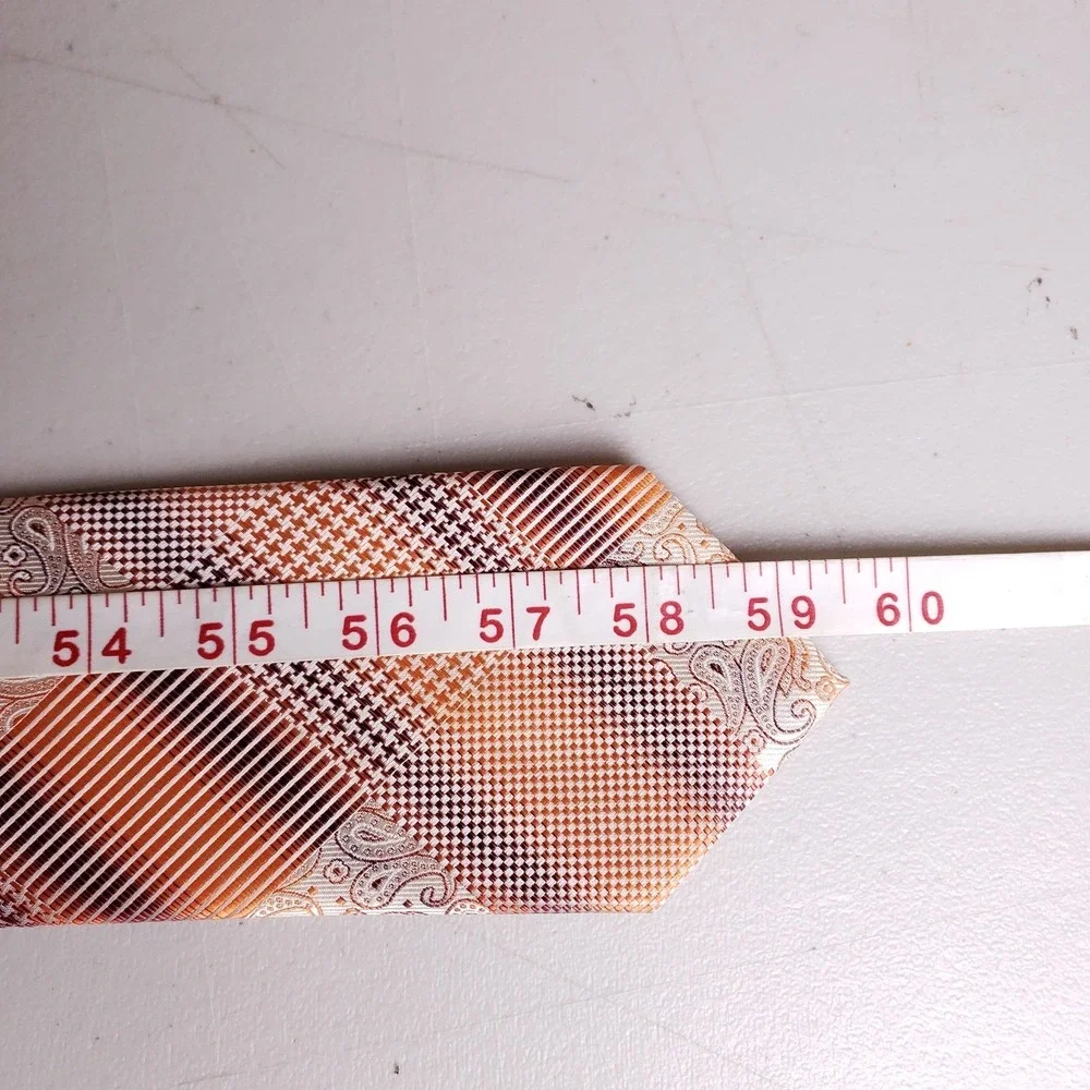 Venturi Uomo‎ Geometric Paisley Necktie OS Orange